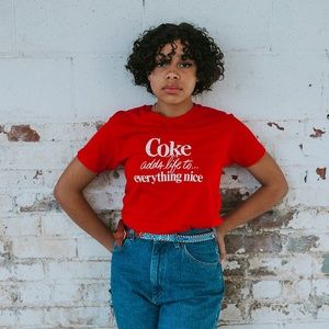 VINTAGE Coca-Cola red single stitched tee size S/M